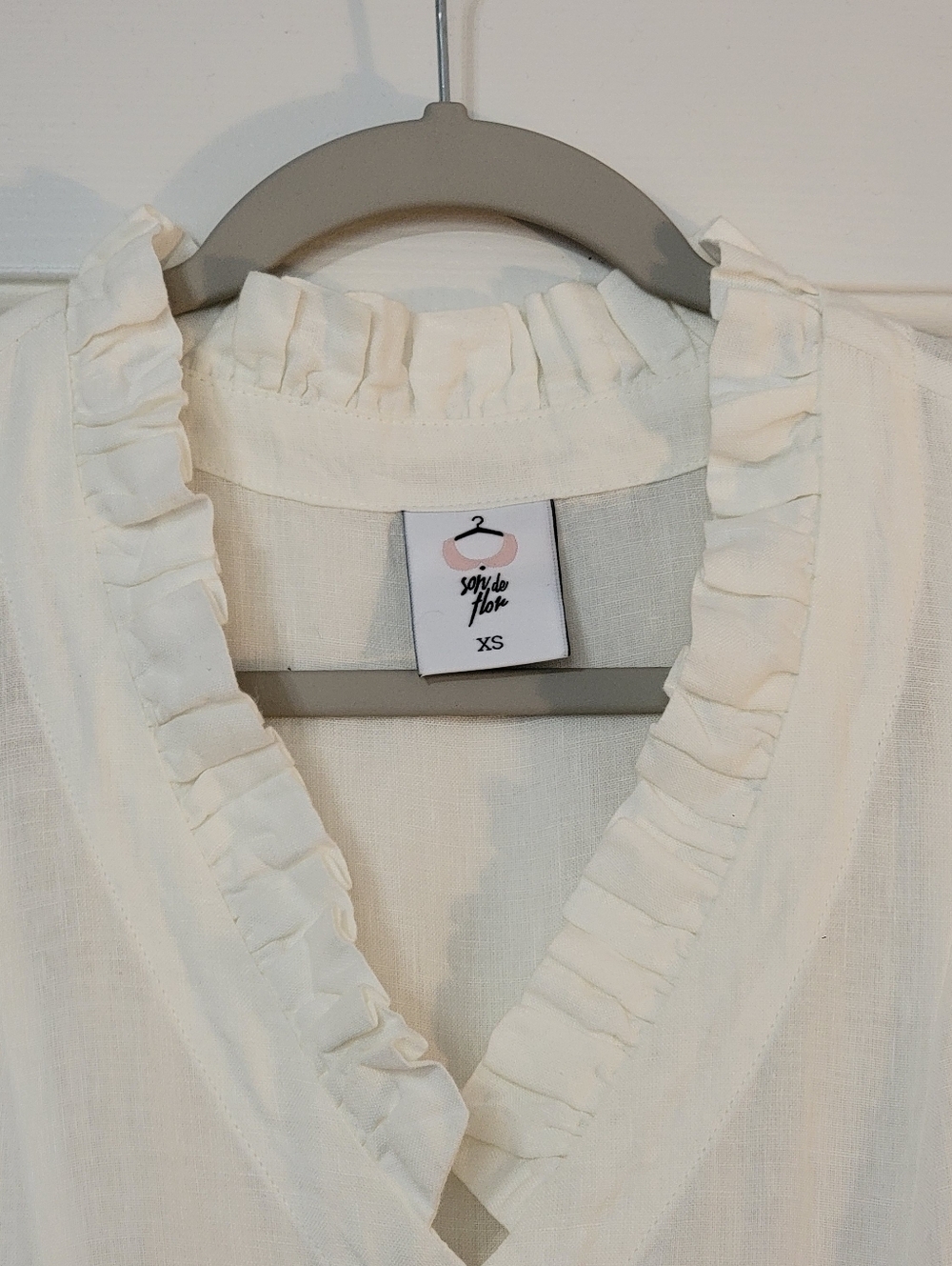 Women's White Linen Wedding Dress/Reception Dress Mid-calf Length - Picture 5 of 7